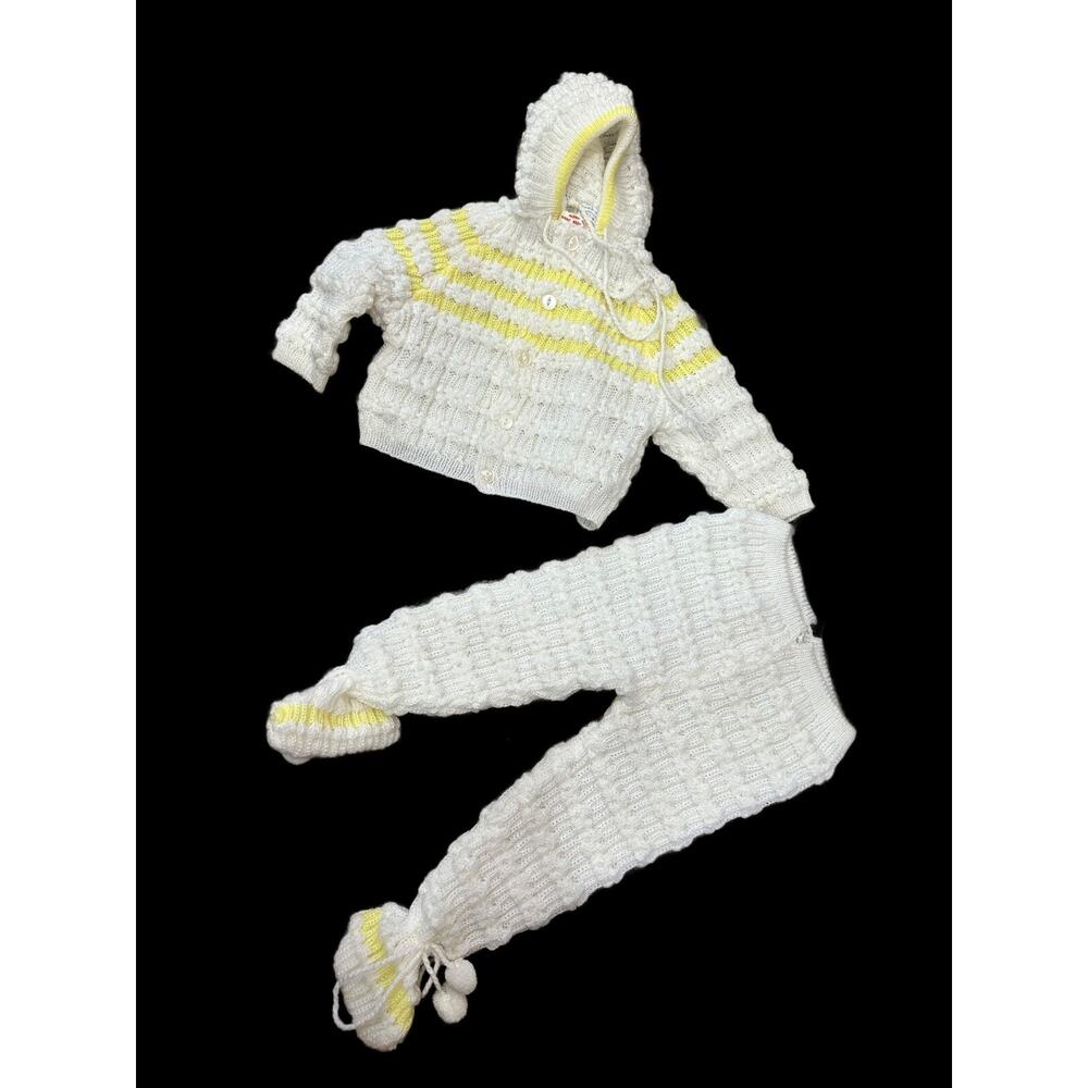 Infant Cardigan And Pants 1970’s Made In Spain For Macys NY Rare Crochet Mcm